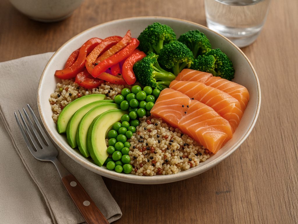 Bowl frío de quinoa y salmón ahumado